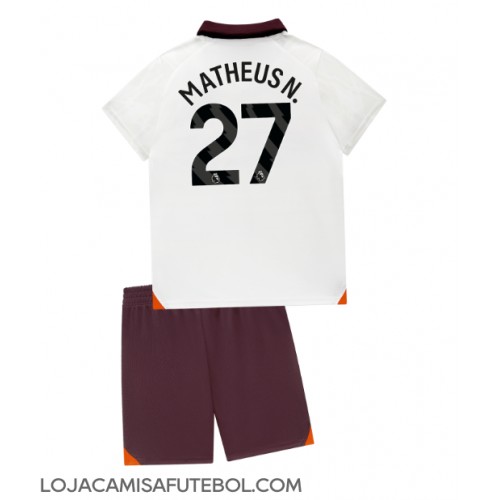Camisa de Futebol Manchester City Matheus Nunes #27 Equipamento Secundário Infantil 2023-24 Manga Curta (+ Calças curtas)